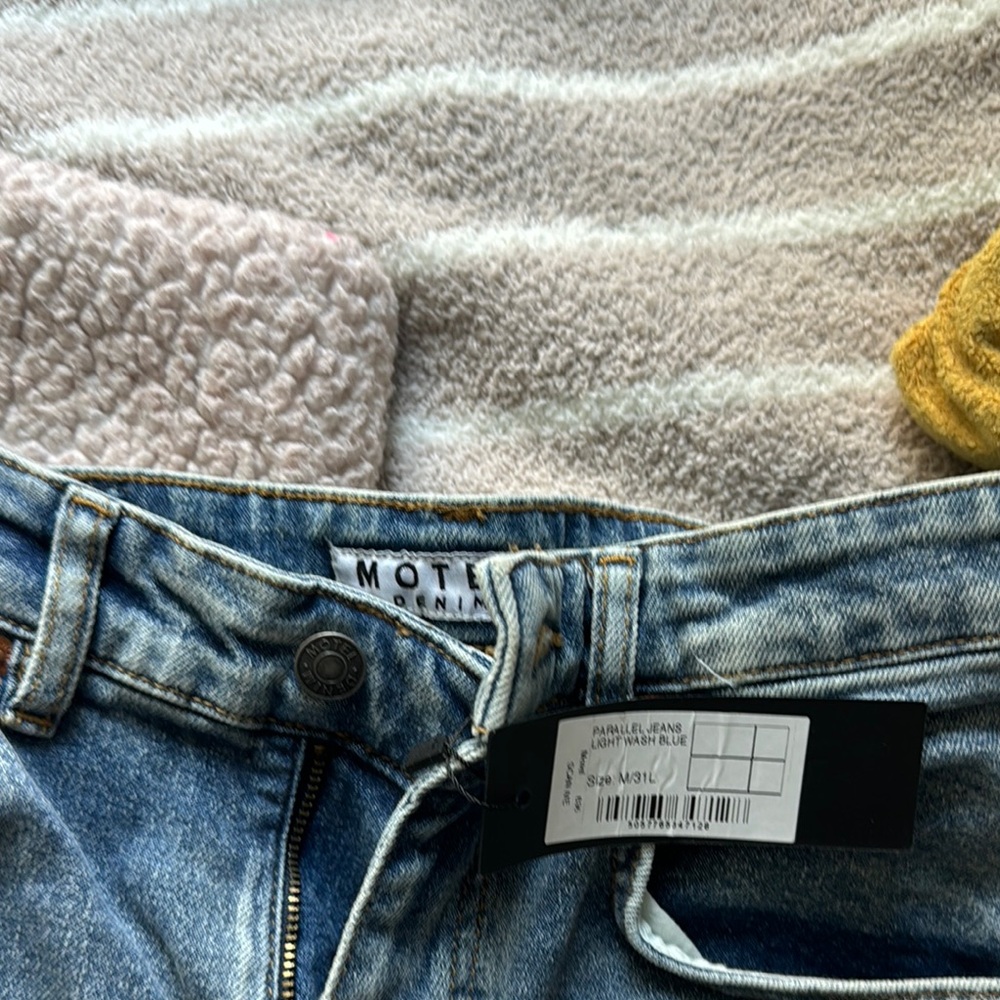 Motel Rocks Low Rise Parallel Jeans In Light Wash Blue - Picture 2 of 5